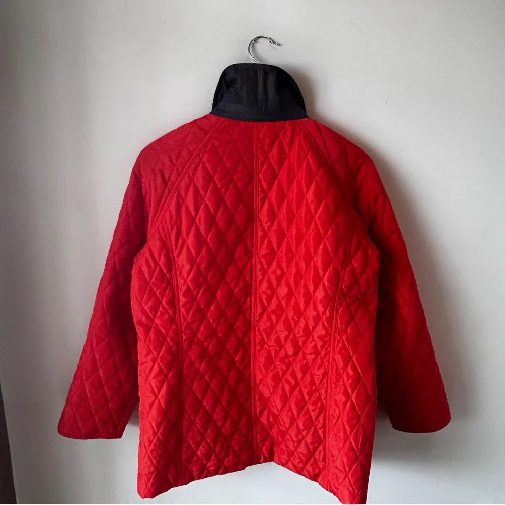 Sharon Young Quilted Classic Preppy Heritage Barn Chore Coat Orange Red Vintage - Picture 4 of 15